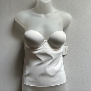 NWT David Bridal Piege White Satin Corset Strapless Bustier